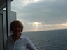 Peggy with view from Carnival Liberty<br/>Oct - Nov 2006